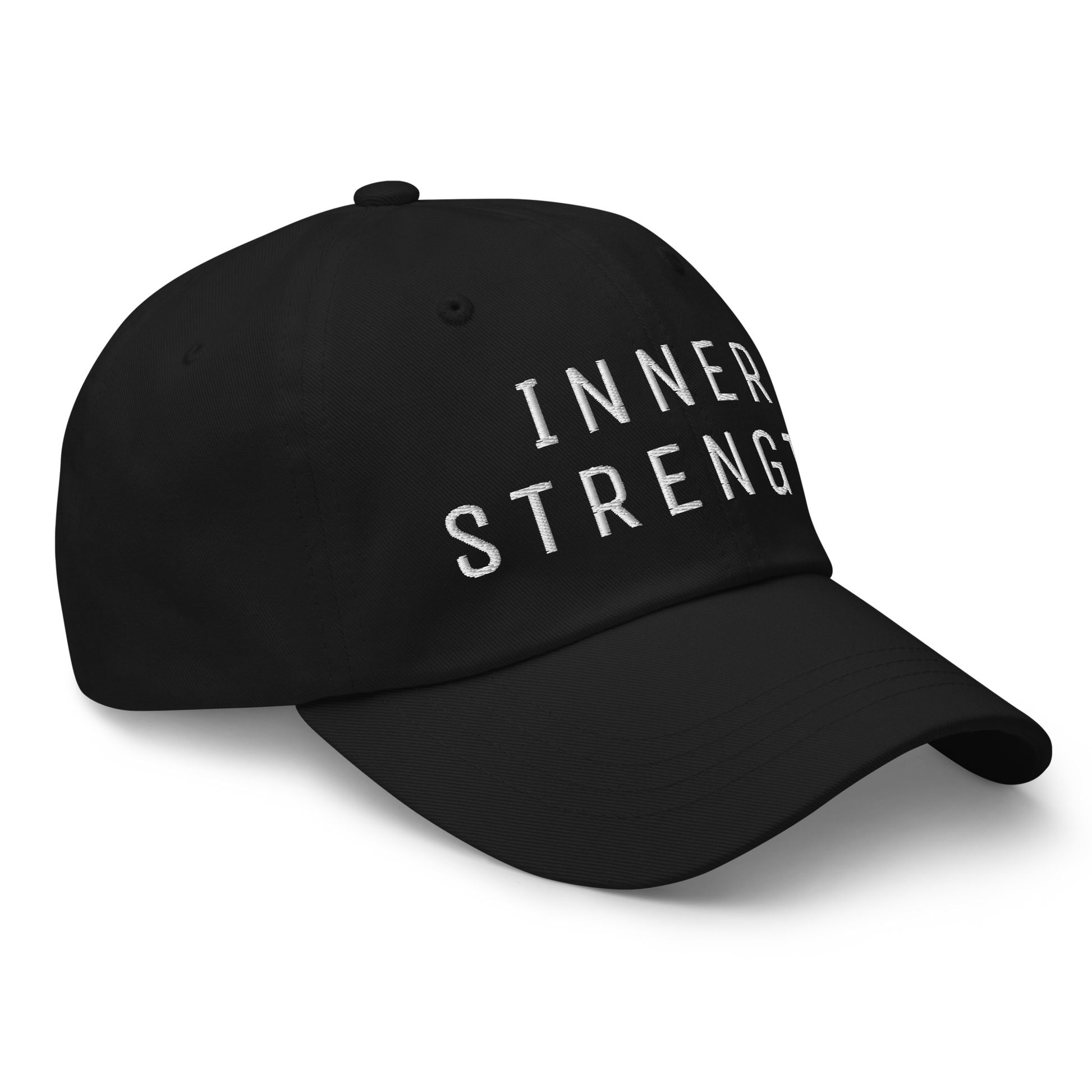 Black baseball cap with white "Inner Strength" text