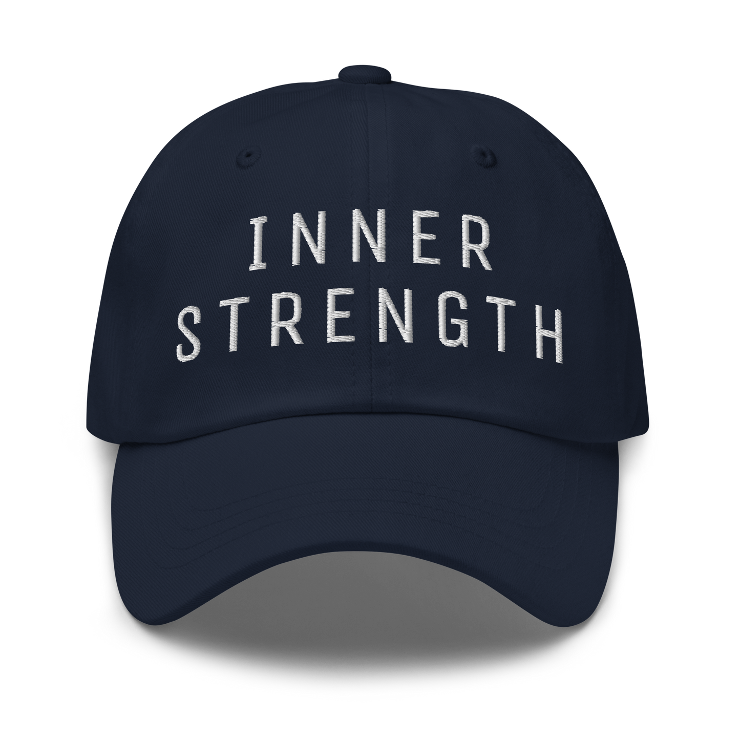 Black baseball cap with "Inner Strength" embroidered in white text on the front.