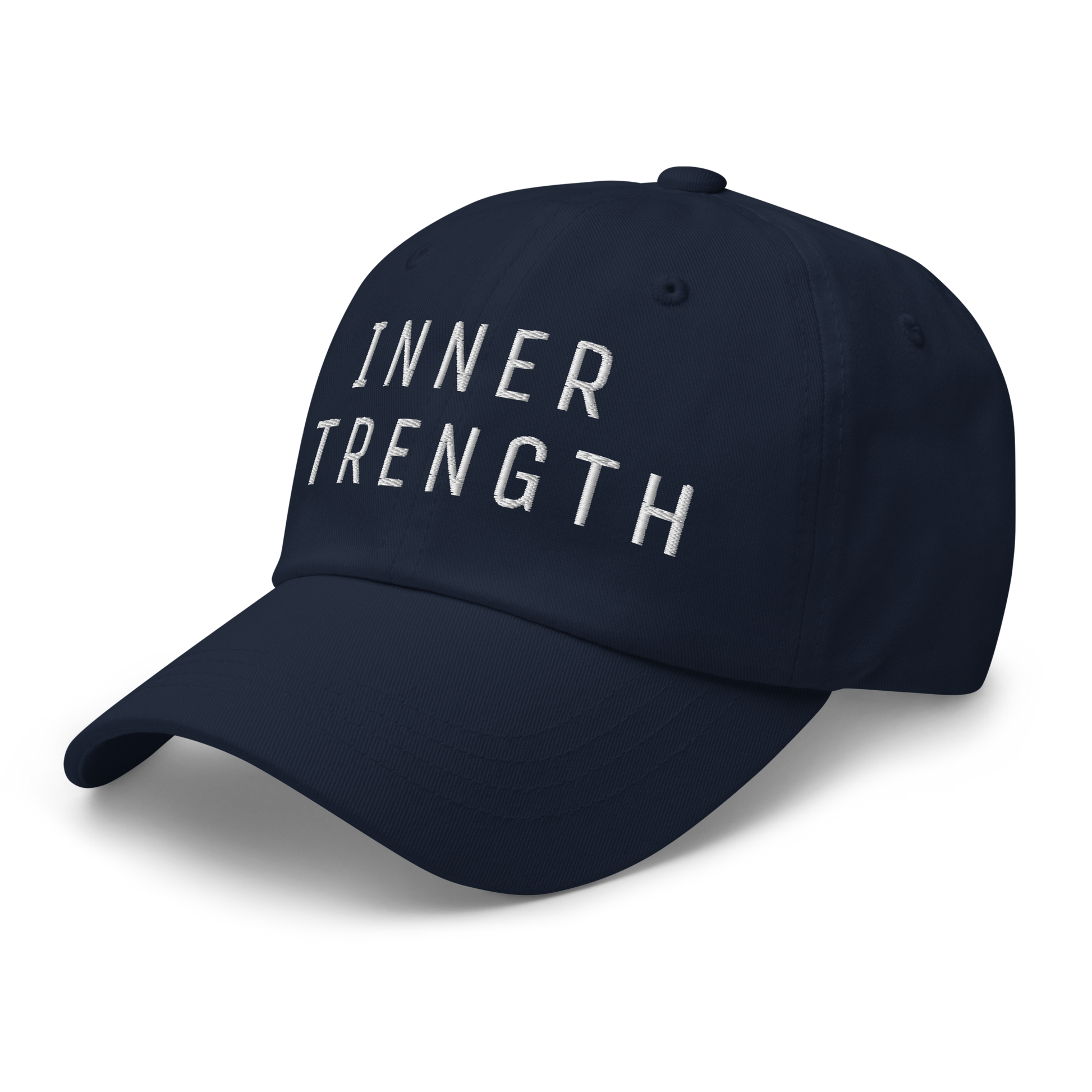 Navy blue baseball cap with "Inner Strength" embroidered in white text