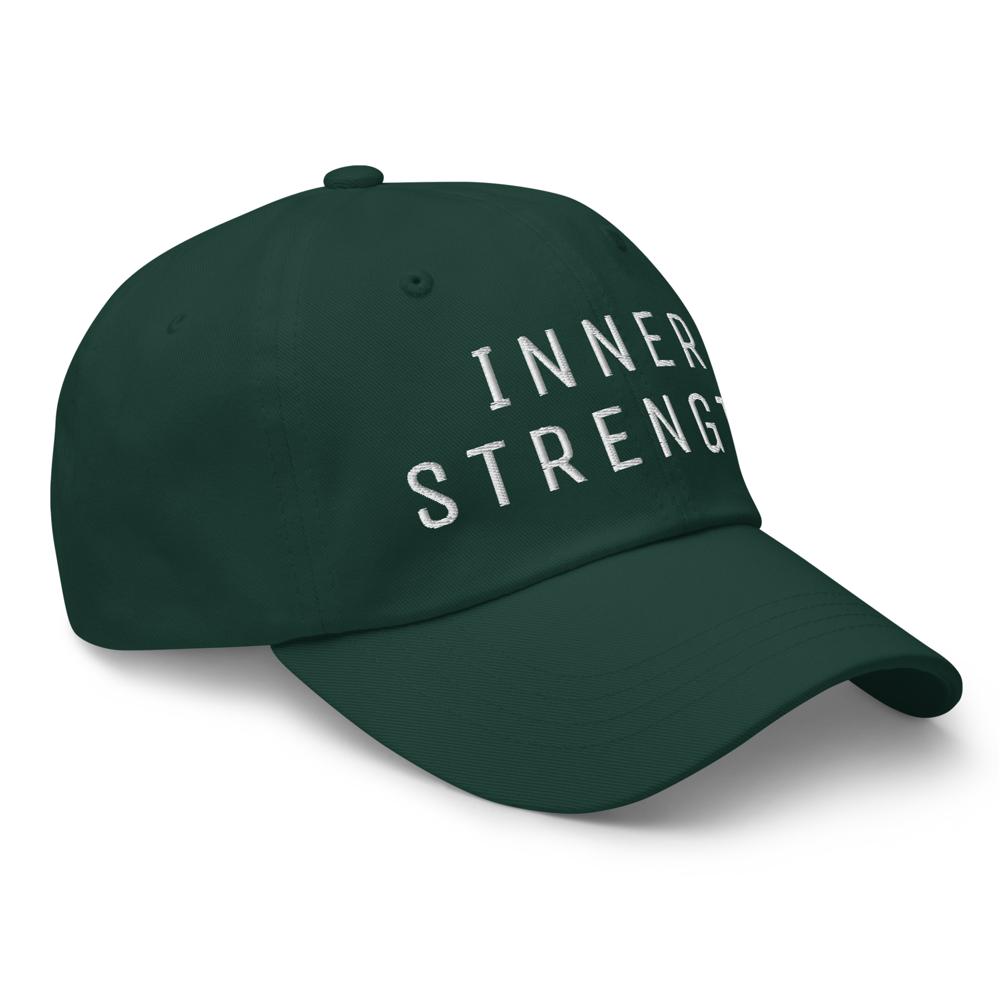 Green Inner Strength Embroidered Dad Hat front view